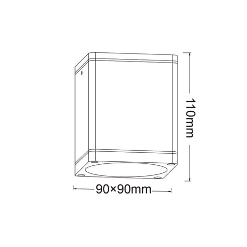^GU10  SQUARE CEILING LUMINAIRE 230V AC DARK GREY IP65 GU10 MAX.35W